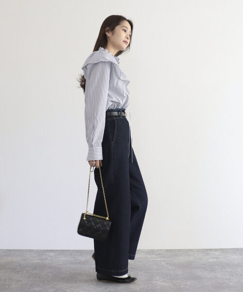 fredy emue（フレディエミュ）の「2WAYストライプフリルカラーブラウス（シャツ/ブラウス・レディース・ブルー系その他/ピンク系その他/ホワイト系その他・38）」の9枚目の写真