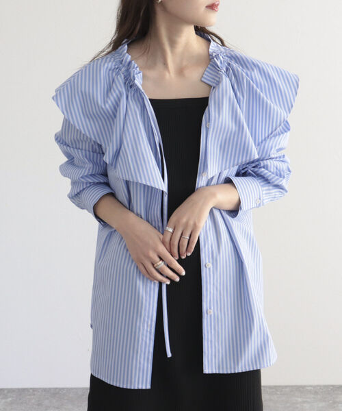 fredy emue（フレディエミュ）の「2WAYストライプフリルカラーブラウス（シャツ/ブラウス・レディース・ブルー系その他/ピンク系その他/ホワイト系その他・38）」の19枚目の写真