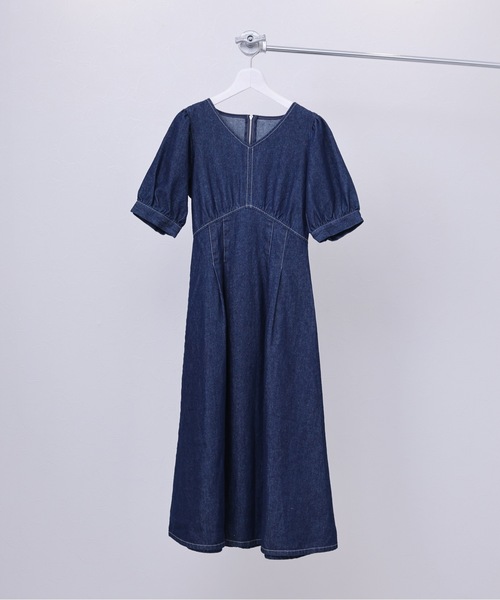 ap retro（アプレトロ）の「ウエストタックデニムワンピース（ワンピース・レディース・インディゴブルー/ブラック/ブラック系その他/ブルー/ライトブルー・FREE）」の13枚目の写真