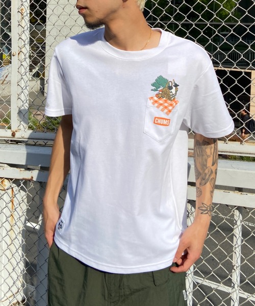 CHUMS（チャムス）の「CHUMS/チャムス Picnic Booby Pocket T-Shirt Tシャツ/半袖 アウトドア/キャンプ CH01-2192（Tシャツ/カットソー・メンズ・ブラック/レッド/グリーン/ホワイト・XXL/M/L/XL）」の2枚目の写真