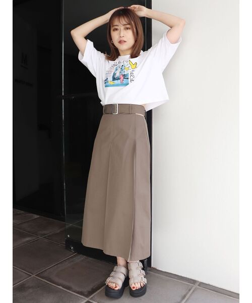 MURUA（ムルーア）の「ウエストカットスカート（スカート・レディース・カーキ/アイボリー・1/2）」の5枚目の写真