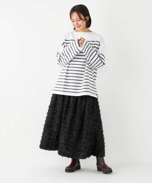 SHIPS Colors（シップス カラーズ）の「SHIPS Colors:〈洗濯機可能〉バスクボーダー オーバー TEE（Tシャツ/カットソー・レディース・オレンジ/グリーン/ブルー/グレー/ネイビー・ONE SIZE）」の22枚目の写真