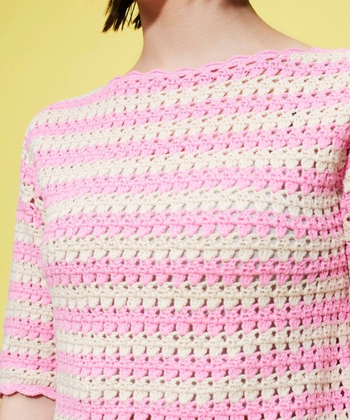 FOREVER 21（フォーエバー トゥエンティーワン）の「【POP】かぎ針ボーダーニット（ニット/セーター・レディース・ピンク/イエロー/ブルー・FREE）」の13枚目の写真