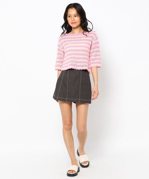 FOREVER 21（フォーエバー トゥエンティーワン）の「【POP】かぎ針ボーダーニット（ニット/セーター・レディース・ピンク/イエロー/ブルー・FREE）」の22枚目の写真