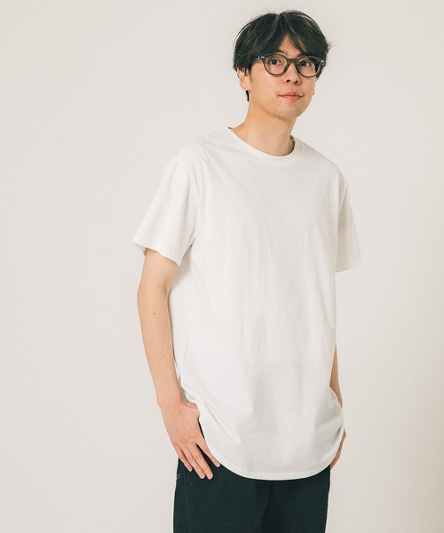 coca(coca)(コカ)の「【WEB限定セール】メンズコットンロングフィットUネックTシャツ(Tシャツ/カットソー・メンズ・ブラック/ホワイト・M/L/XL)」の1枚目の写真
