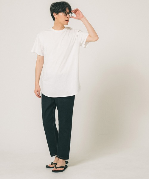 coca(coca)(コカ)の「【WEB限定セール】メンズコットンロングフィットUネックTシャツ(Tシャツ/カットソー・メンズ・ブラック/ホワイト・M/L/XL)」の3枚目の写真