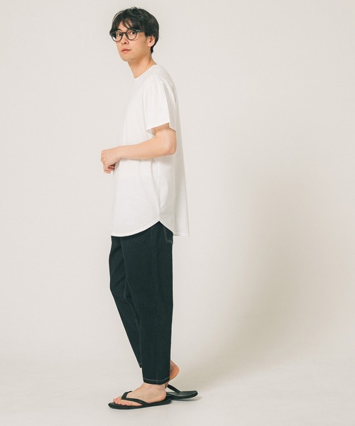 coca(coca)(コカ)の「【WEB限定セール】メンズコットンロングフィットUネックTシャツ(Tシャツ/カットソー・メンズ・ブラック/ホワイト・M/L/XL)」の4枚目の写真