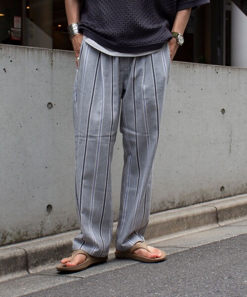 GLOSTER（グロスター）の「【GLOSTER/グロスター】コットンリネンストライプイージーパンツ 綿麻 タック入り ウエストゴム（その他パンツ・メンズ・ホワイト系その他/ブラック系その他/ブルー系その他/グレー系その他・S/M/L）」の16枚目の写真