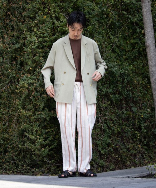 GLOSTER（グロスター）の「【GLOSTER/グロスター】コットンリネンストライプイージーパンツ 綿麻 タック入り ウエストゴム（その他パンツ・メンズ・ホワイト系その他/ブラック系その他/ブルー系その他/グレー系その他・S/M/L）」の12枚目の写真