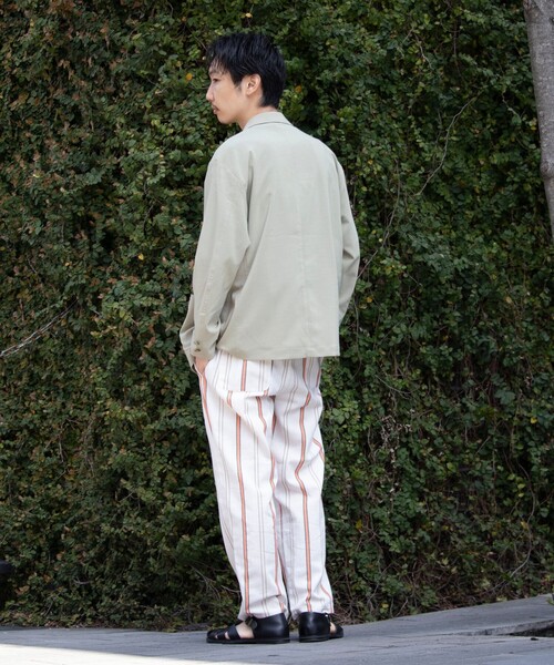 GLOSTER（グロスター）の「【GLOSTER/グロスター】コットンリネンストライプイージーパンツ 綿麻 タック入り ウエストゴム（その他パンツ・メンズ・ホワイト系その他/ブラック系その他/ブルー系その他/グレー系その他・S/M/L）」の18枚目の写真