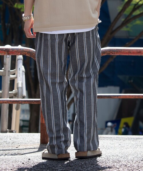GLOSTER（グロスター）の「【GLOSTER/グロスター】コットンリネンストライプイージーパンツ 綿麻 タック入り ウエストゴム（その他パンツ・メンズ・ホワイト系その他/ブラック系その他/ブルー系その他/グレー系その他・S/M/L）」の8枚目の写真