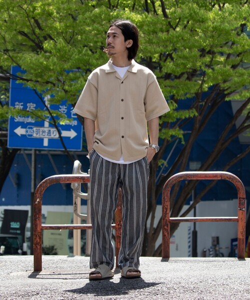 GLOSTER（グロスター）の「【GLOSTER/グロスター】コットンリネンストライプイージーパンツ 綿麻 タック入り ウエストゴム（その他パンツ・メンズ・ホワイト系その他/ブラック系その他/ブルー系その他/グレー系その他・S/M/L）」の14枚目の写真