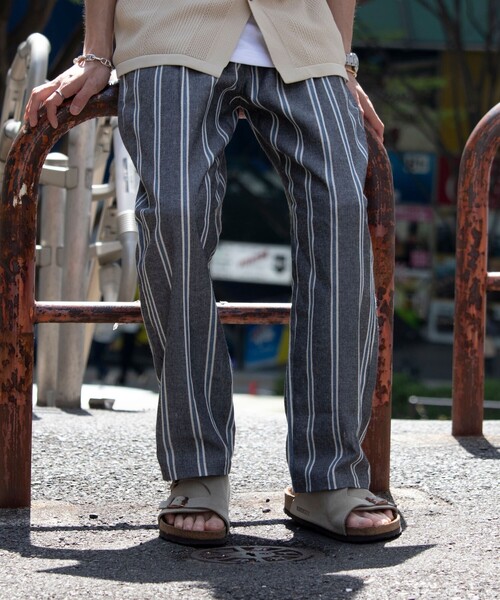 GLOSTER（グロスター）の「【GLOSTER/グロスター】コットンリネンストライプイージーパンツ 綿麻 タック入り ウエストゴム（その他パンツ・メンズ・ホワイト系その他/ブラック系その他/ブルー系その他/グレー系その他・S/M/L）」の15枚目の写真