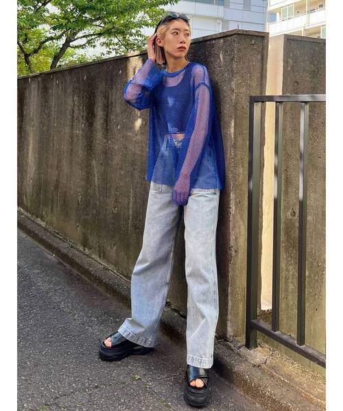 EMODA(エモダ)の「MESH OVER TOP(Tシャツ/カットソー・レディース・ブルー/ブラック/ホワイト・FREE)」の17枚目の写真