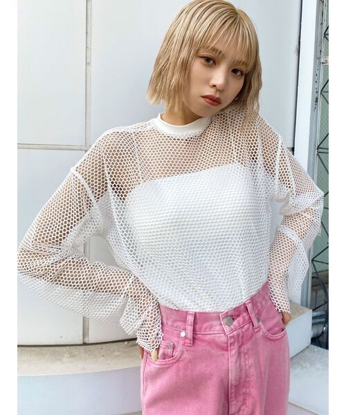 EMODA(エモダ)の「MESH OVER TOP(Tシャツ/カットソー・レディース・ブルー/ブラック/ホワイト・FREE)」の16枚目の写真