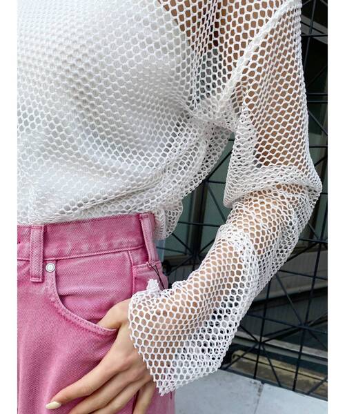 EMODA(エモダ)の「MESH OVER TOP(Tシャツ/カットソー・レディース・ブルー/ブラック/ホワイト・FREE)」の13枚目の写真