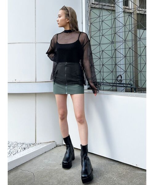 EMODA(エモダ)の「MESH OVER TOP(Tシャツ/カットソー・レディース・ブルー/ブラック/ホワイト・FREE)」の9枚目の写真