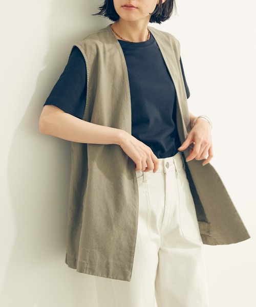 AMERICAN HOLIC（アメリカンホリック）の「リネンブレンドジレベスト（ベスト・レディース・モカ/ブラック・M/L）」の10枚目の写真