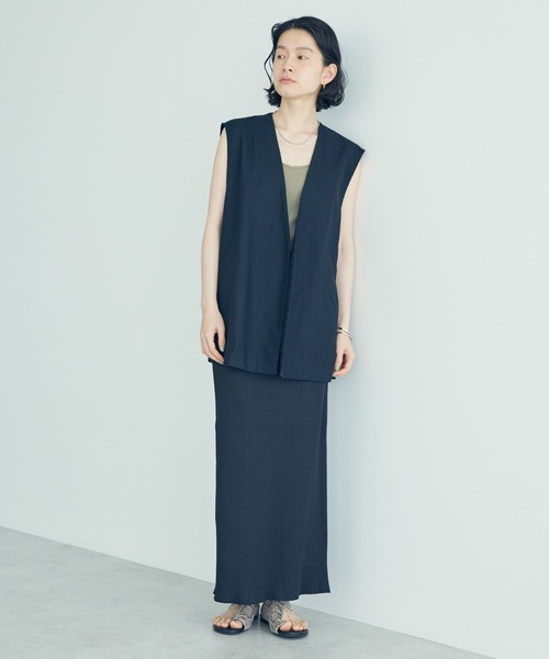 AMERICAN HOLIC（アメリカンホリック）の「リネンブレンドジレベスト（ベスト・レディース・モカ/ブラック・M/L）」の3枚目の写真