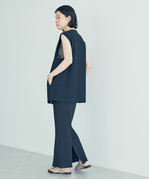 AMERICAN HOLIC（アメリカンホリック）の「リネンブレンドジレベスト（ベスト・レディース・モカ/ブラック・M/L）」の4枚目の写真