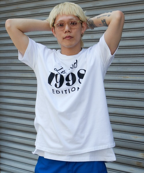 NO NEED(ノーニード)の「1998レトロデザイン ビッグシルエット カラーTシャツ(Tシャツ/カットソー・メンズ・ホワイト/ブラック/ベージュ/グリーン・フリ-)」の2枚目の写真