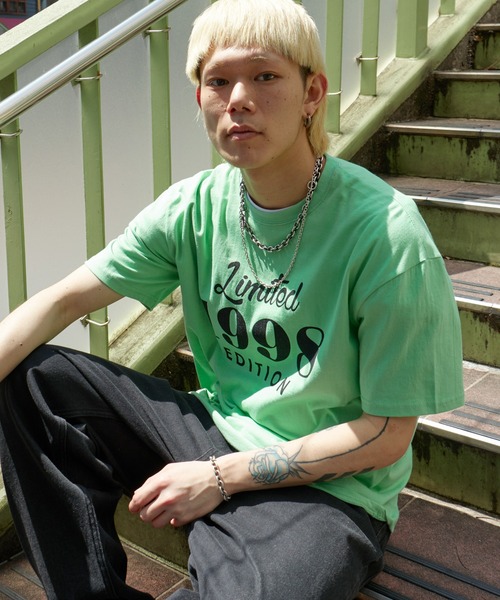 NO NEED(ノーニード)の「1998レトロデザイン ビッグシルエット カラーTシャツ(Tシャツ/カットソー・メンズ・ホワイト/ブラック/ベージュ/グリーン・フリ-)」の6枚目の写真