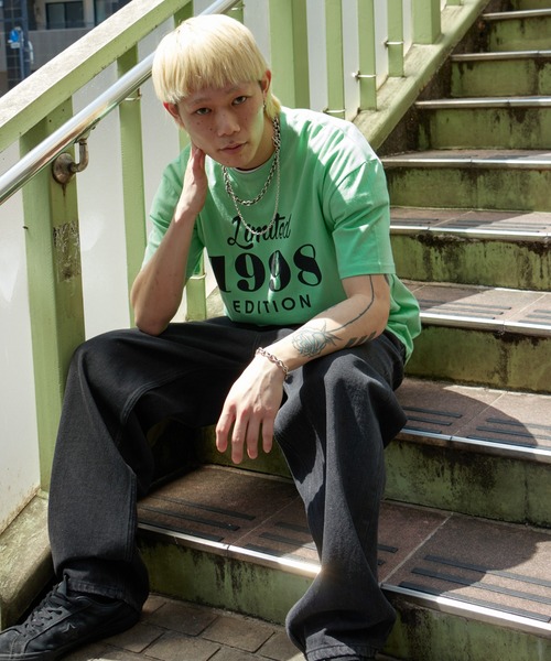 NO NEED(ノーニード)の「1998レトロデザイン ビッグシルエット カラーTシャツ(Tシャツ/カットソー・メンズ・ホワイト/ブラック/ベージュ/グリーン・フリ-)」の9枚目の写真