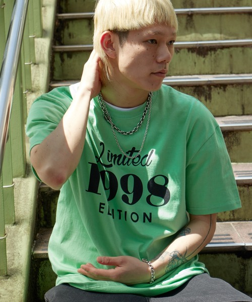 NO NEED(ノーニード)の「1998レトロデザイン ビッグシルエット カラーTシャツ(Tシャツ/カットソー・メンズ・ホワイト/ブラック/ベージュ/グリーン・フリ-)」の5枚目の写真