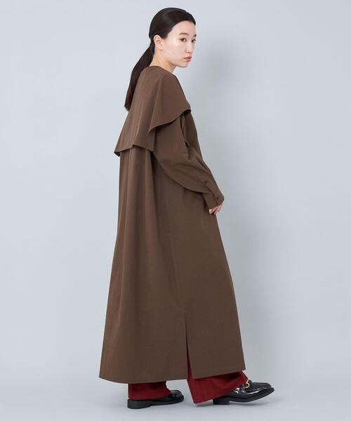 CITEN（シテン）の「＜CITEN＞ケープカラー ワンピース（ワンピース・レディース・ブラック/ダークブラウン・FREE）」の2枚目の写真