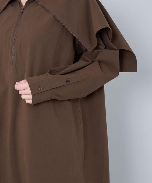 CITEN（シテン）の「＜CITEN＞ケープカラー ワンピース（ワンピース・レディース・ブラック/ダークブラウン・FREE）」の8枚目の写真