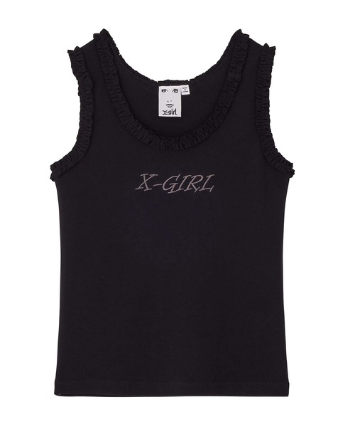 タンクトップ ノースリーブ TANK TOP WITH RUFFLE DETAILS レディース X-girl（エックスガール）の「RUFFLE TANK TOP（タンクトップ