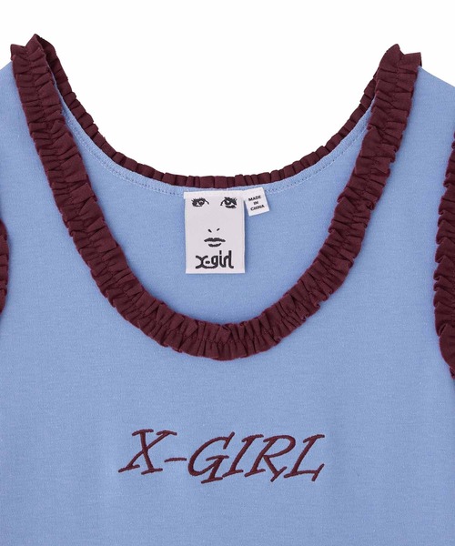 タンクトップ ノースリーブ TANK TOP WITH RUFFLE DETAILS レディース X-girl（エックスガール）の「RUFFLE TANK TOP（タンクトップ
