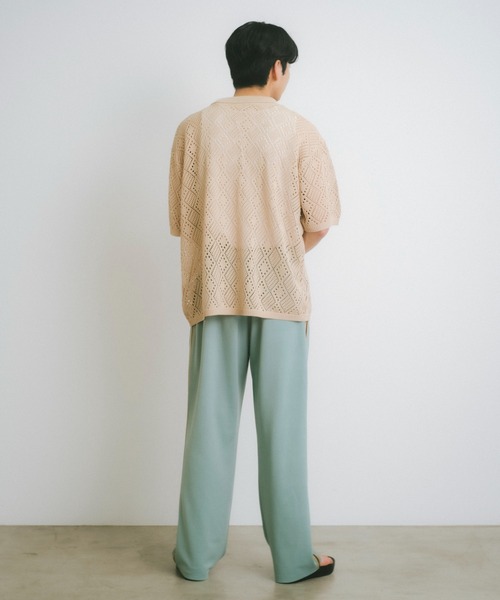 WHIMSIC（ウィムジック）の「【UNISEX/SET UP対応】メッシュジャガードニットシャツ（シャツ/ブラウス・メンズ・アイボリー/チャコールグレー・FREE）」の8枚目の写真