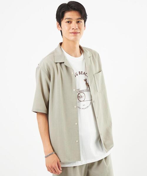 green label relaxing（グリーンレーベルリラクシング）の「ドライエステル オープンカラー シャツ -防シワ・吸水速乾-（シャツ/ブラウス・メンズ・ダークグリーン/ライトブルー/ベージュ・S/M/L/XL）」の2枚目の写真