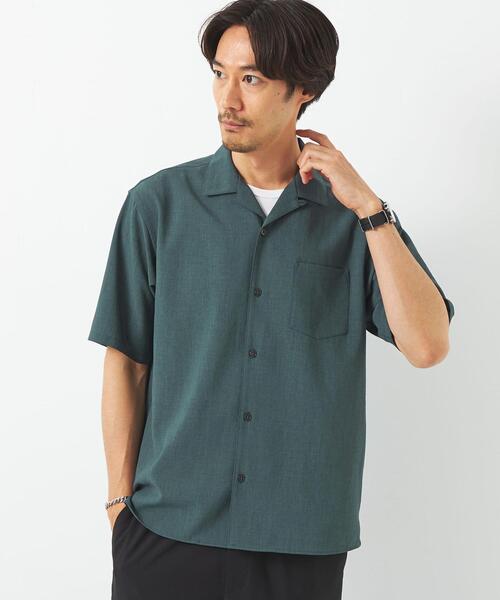 green label relaxing（グリーンレーベルリラクシング）の「ドライエステル オープンカラー シャツ -防シワ・吸水速乾-（シャツ/ブラウス・メンズ・ダークグリーン/ライトブルー/ベージュ・S/M/L/XL）」の3枚目の写真