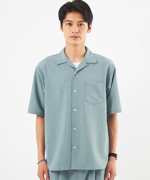 green label relaxing（グリーンレーベルリラクシング）の「ドライエステル オープンカラー シャツ -防シワ・吸水速乾-（シャツ/ブラウス・メンズ・ダークグリーン/ライトブルー/ベージュ・S/M/L/XL）」の9枚目の写真