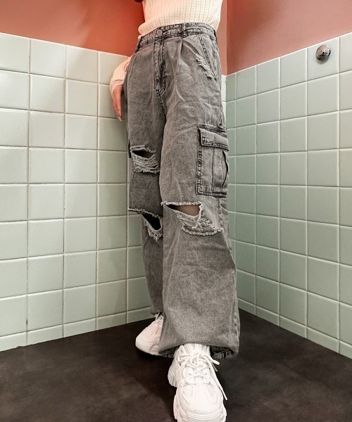 mijko デニム フレアカーゴパンツ 2way バギーショーツ 着画あり