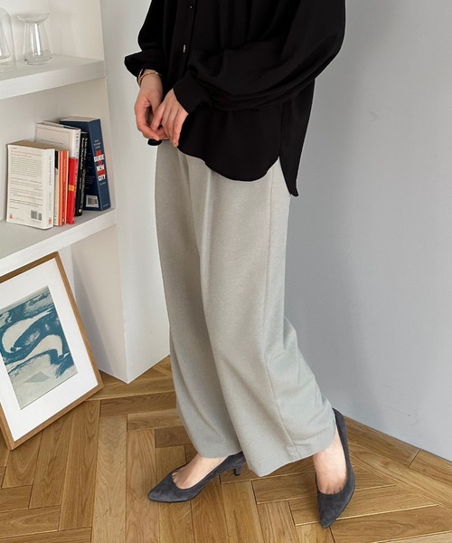 Doux archives（ドゥアルシーヴ）の「ハイウエストタックパンツ（スラックス・レディース・キャメル/グレー/チャコールグレー・FREE）」の12枚目の写真