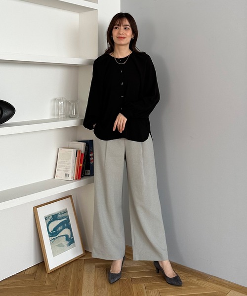 Doux archives（ドゥアルシーヴ）の「ハイウエストタックパンツ（スラックス・レディース・キャメル/グレー/チャコールグレー・FREE）」の17枚目の写真