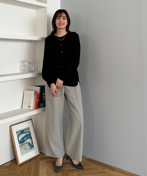 Doux archives（ドゥアルシーヴ）の「ハイウエストタックパンツ（スラックス・レディース・キャメル/グレー/チャコールグレー・FREE）」の18枚目の写真