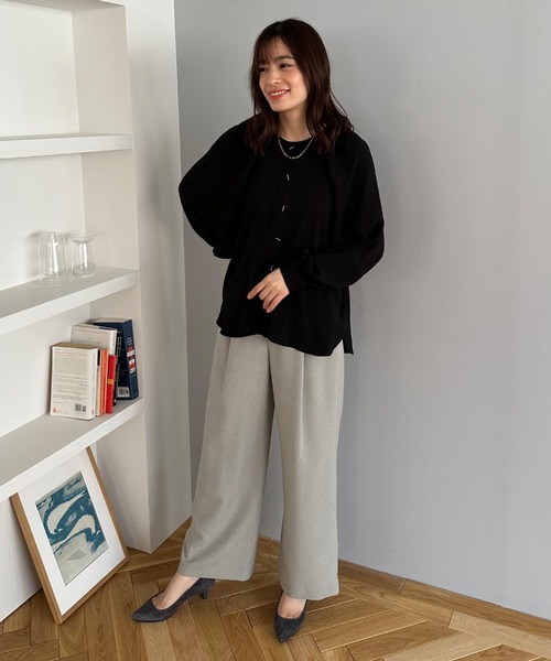 Doux archives（ドゥアルシーヴ）の「ハイウエストタックパンツ（スラックス・レディース・キャメル/グレー/チャコールグレー・FREE）」の21枚目の写真