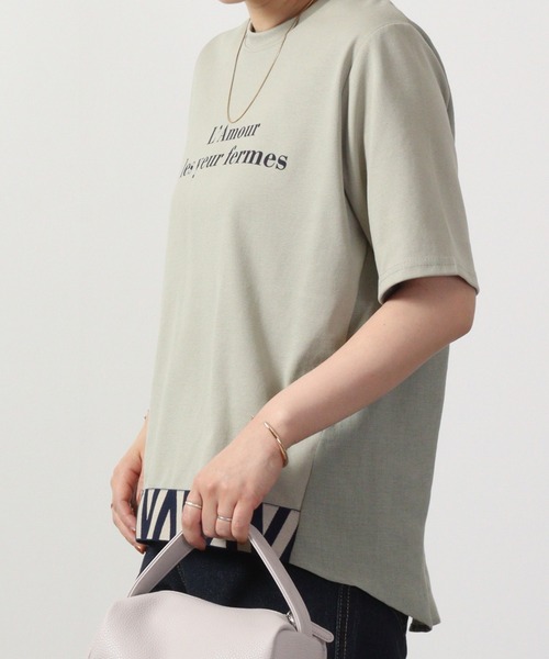 セール】韓国製 AMOURロゴ 裾切替え 配色 半袖Tシャツ（Tシャツ
