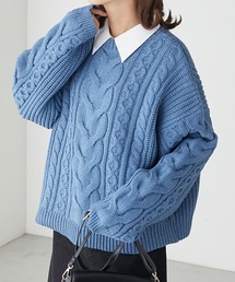 スポンディッシュケーブルニットプルオーバー