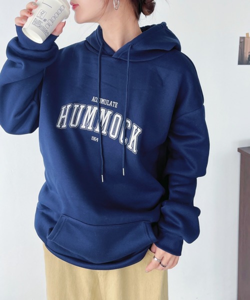 CLEA（クレア）の「カレッジロゴオーバーサイズフード付きパーカー（パーカー・レディース・オートミール/グレー/ネイビー・FREE）」の22枚目の写真