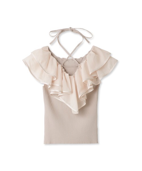 LILY BROWN（リリーブラウン）の「2wayフリルドッキングニットトップス