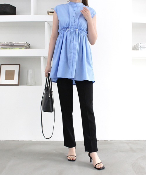 MODE ROBE（モードローブ）の「ウエストドロストノースリーブトップス（Tシャツ/カットソー・レディース・ホワイト/ブルー/ブラック・FREE）」の11枚目の写真