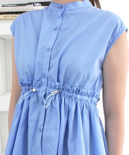 MODE ROBE（モードローブ）の「ウエストドロストノースリーブトップス（Tシャツ/カットソー・レディース・ホワイト/ブルー/ブラック・FREE）」の15枚目の写真