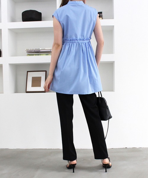 MODE ROBE（モードローブ）の「ウエストドロストノースリーブトップス（Tシャツ/カットソー・レディース・ホワイト/ブルー/ブラック・FREE）」の8枚目の写真