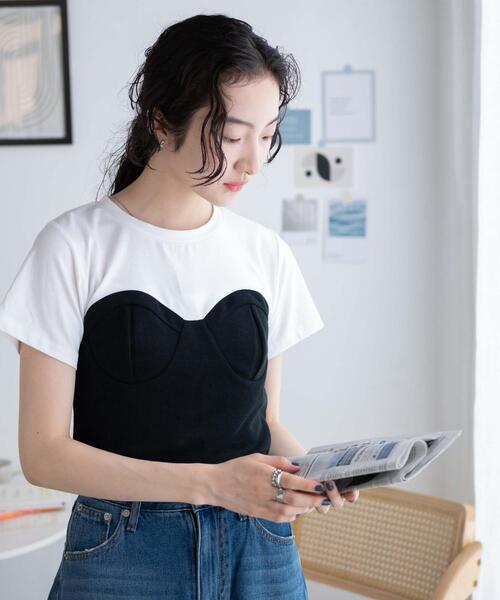 WEGO(ウィゴー)の「WEGO/ビスチェドッキングT(Tシャツ/カットソー・レディース・グレー/ブラック・FREE)」の2枚目の写真