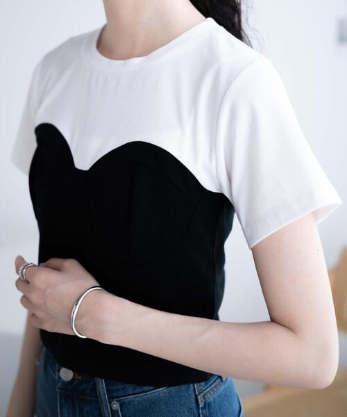 WEGO(ウィゴー)の「WEGO/ビスチェドッキングT(Tシャツ/カットソー・レディース・グレー/ブラック・FREE)」の6枚目の写真